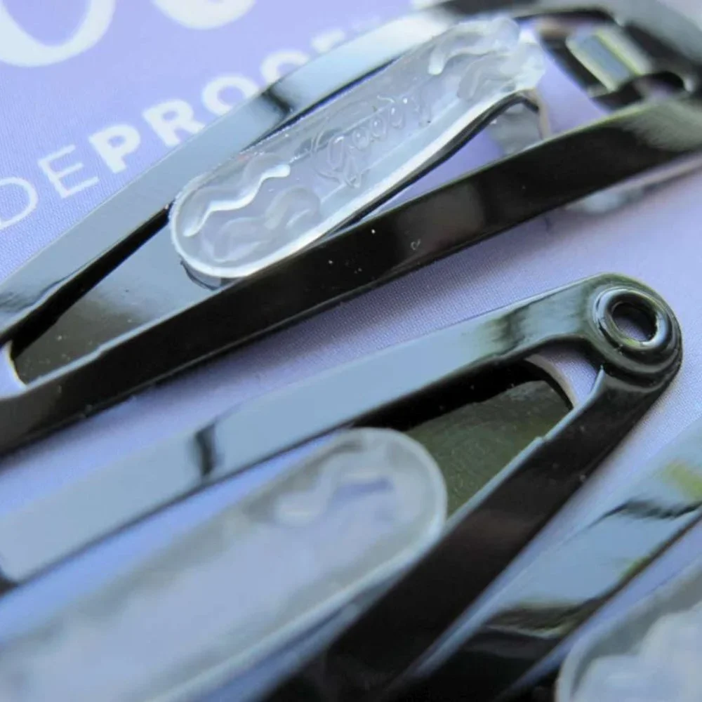 6 Black Goody Stay Put Slide Proof Hair Snap Clips Secure Hold Clips Metal Bonus